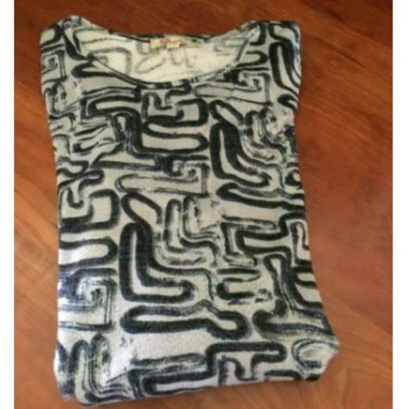 Aryeh Knit Geometric Long Sleeve Black/Grey/Blue S - Picture 4 of 5